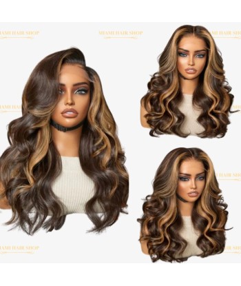 Perruque Body Wave Chatain Méché Blond Sans Colle Pré-Coupée suggérées chez