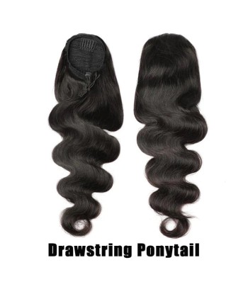 Queue de cheval Ponytail  Noir A Cordon Remy Hair Body Wave une grave pollution 