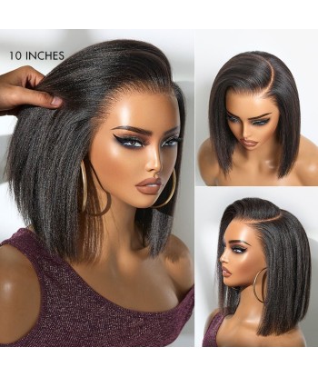 Perruque Miami Hair Flex Prédécoupé | Bob Court Naturel Yaki / Lisse Sans Colle, Frontal HD Lace 13x5, Oreille à Oreille solde