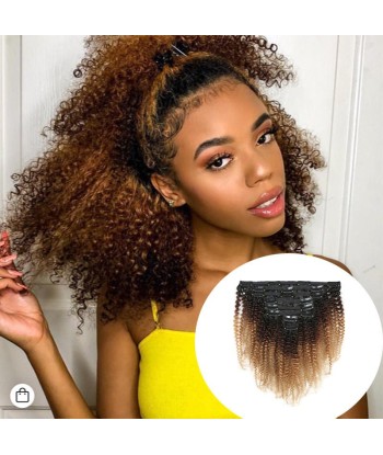 Kit Extensions à Clips Afro Curly Ombre Brun Chocolat Blond 120 gr 50% de réduction en Octobre 2024