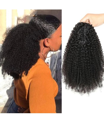 Schwarzer Pferdeschwanz Pferdeschwanz mit natürlichen Zangen Remy Haare Afro Curly Voir les baskets