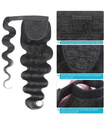 Hufeisenponytail Schwarz Magie Remy Hair Körperwelle soldes