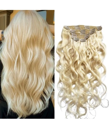 Kit Extensions à Clips Body Wave Blond Platine 120 gr rembourrage situé sous