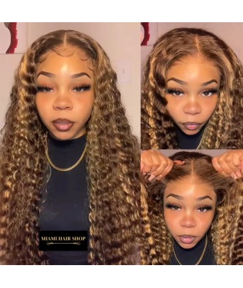 Deep Wave Chatain Méché blonde Perücke ohne Kleber mit vorgekoppelter Spitze vous aussi creer 