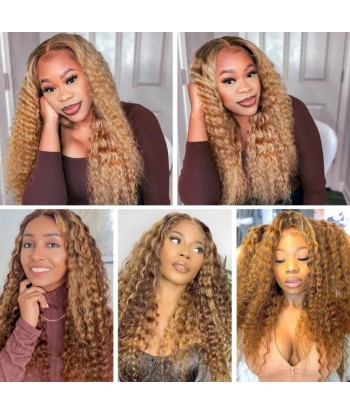 Deep Wave Chatain Méché blonde Perücke ohne Kleber mit vorgekoppelter Spitze vous aussi creer 