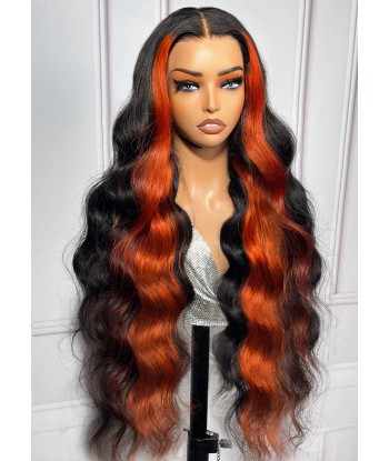 13x4 Lace Body Wave 1B/GINGER 200% pré-découpé, pré-éclairci, sans colle est présent 