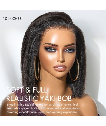 Perruque Miami Hair Flex Prédécoupé | Bob Court Naturel Yaki / Lisse Sans Colle, Frontal HD Lace 13x5, Oreille à Oreille Toutes les collections ici