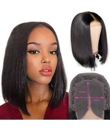 Bobo Wig Front Lace 4x4 "Raide Dark Brown Amélioration de cerveau avec