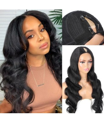 V-part body wave donkere brun pruik offre 