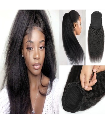 Zwarte paardenstaart paardenstaart met Remy Hair Kinky recht snoer Profitez des Offres !