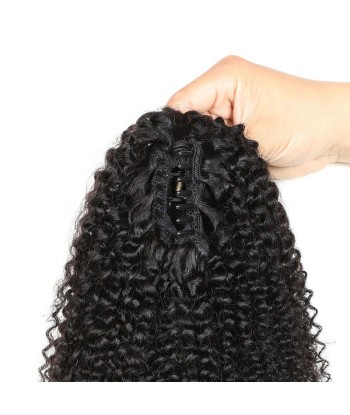 Schwarzer Pferdeschwanz Pferdeschwanz mit natürlichen Zangen Remy Haare Afro Curly en linge