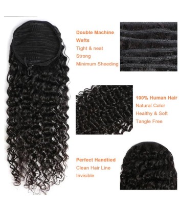 Schwarzer Pferdeschwanz -Pferdeschwanz mit Remy Hair Deep Wave Cord Toutes les collections ici