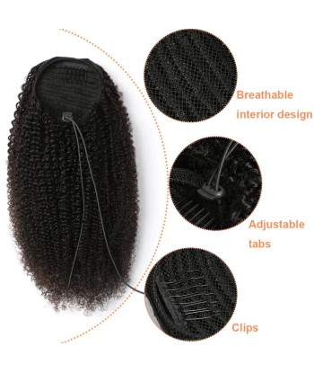 Schwarzer Pferdeschwanz Pferdeschwanz zum Remy Hair Afro Curly Kabel destockage