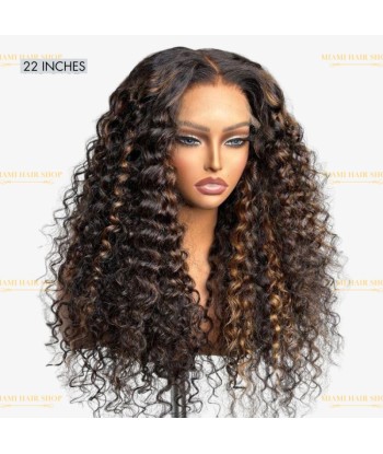 Water Water Wave Chatain Méché Blond Wig without glue with pre-coupled lace 2024