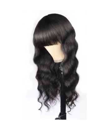 Perruque Naturelle à Frange Body Wave Brun Foncé de votre