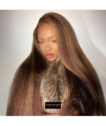 Yaki Straight Chanta Méché Blonde wig without glue with pre-coupled lace hantent personnes