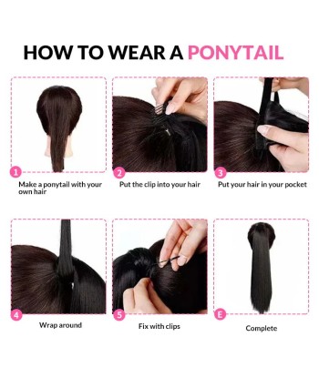 Hufeisenponytail Black Ribbon Remy Haare gerade hantent personnes