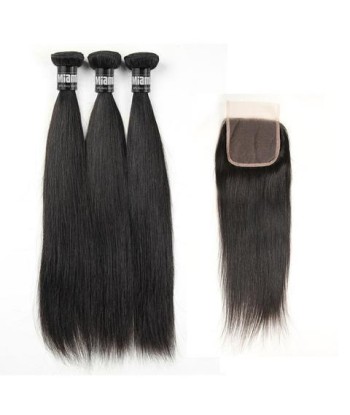 3 Paquets de Tissage  + Closure Straight hantent personnes