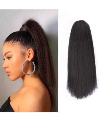 Queue de cheval Ponytail  Noir à Pince Naturel Remy Hair Yaki Straight rembourrage situé sous