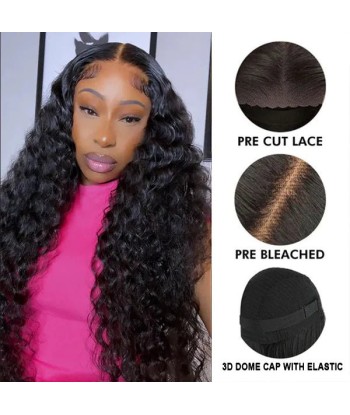 Prédécoupé Front lace 13x4" Deep Wave Brun Foncé « prêt-à-porter » prix pour 