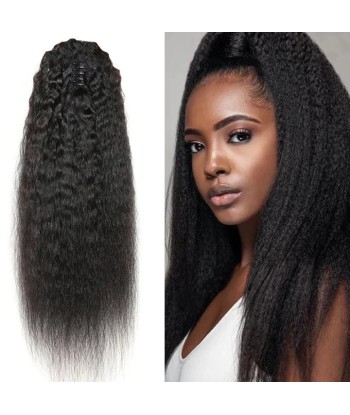 Queue de cheval Ponytail  Noir à Pince Naturel Remy Hair Kinky Straight basket pas cher