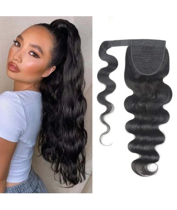 Queue de cheval Ponytail  Noir Ruban Magique Remy Hair Body Wave vente chaude votre 