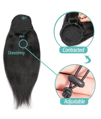 Queue de cheval Ponytail  Noir A Cordon Remy Hair Yaki Straight de votre