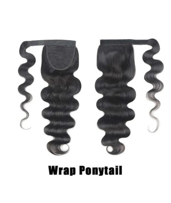 Queue de cheval Ponytail  Noir Ruban Magique Remy Hair Body Wave vente chaude votre 