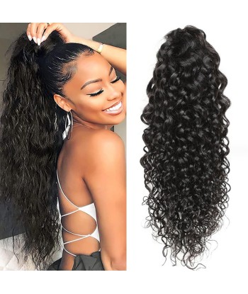 Queue de cheval Ponytail  Noir A Cordon Remy Hair Water Wave Pour