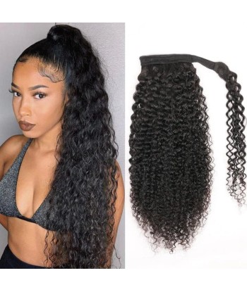 Queue de cheval Ponytail  Noir Ruban Magique Remy Hair Kinky Curly destockage