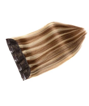 Extension à Clips Straight Chatain Méché Blond Mono Bande Maxi Volume 50% de réduction en Octobre 2024